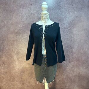 Dana Buchman Open Front Embellished Cardigan